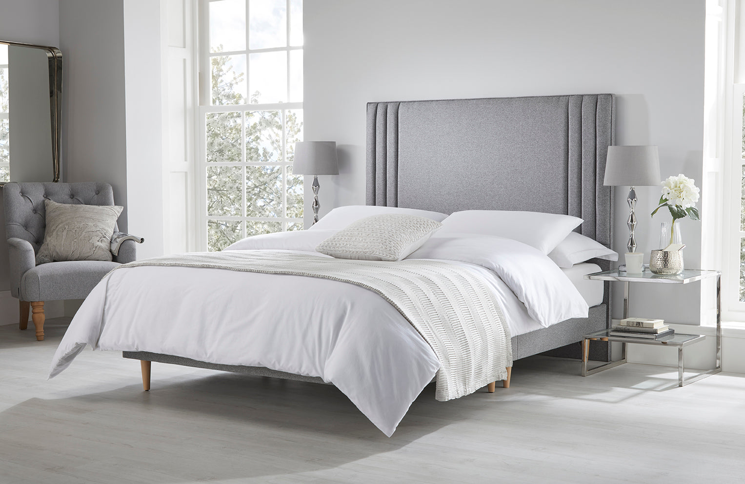 Catherine Low Divan Bed Base With Beech Wood Legs 30cm Height British Beds Direct 7461