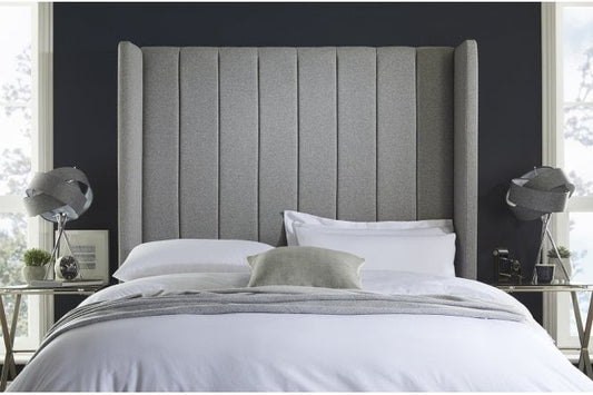 Audrey Contemporary statement tall upholstered headboard with wings