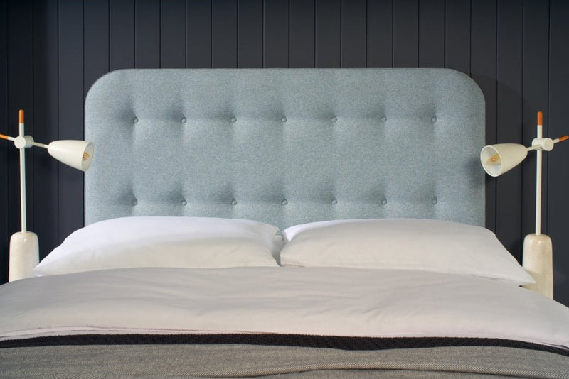Shakespeare Contemporary Button Backed Upholstered Floor-Standing Headboard