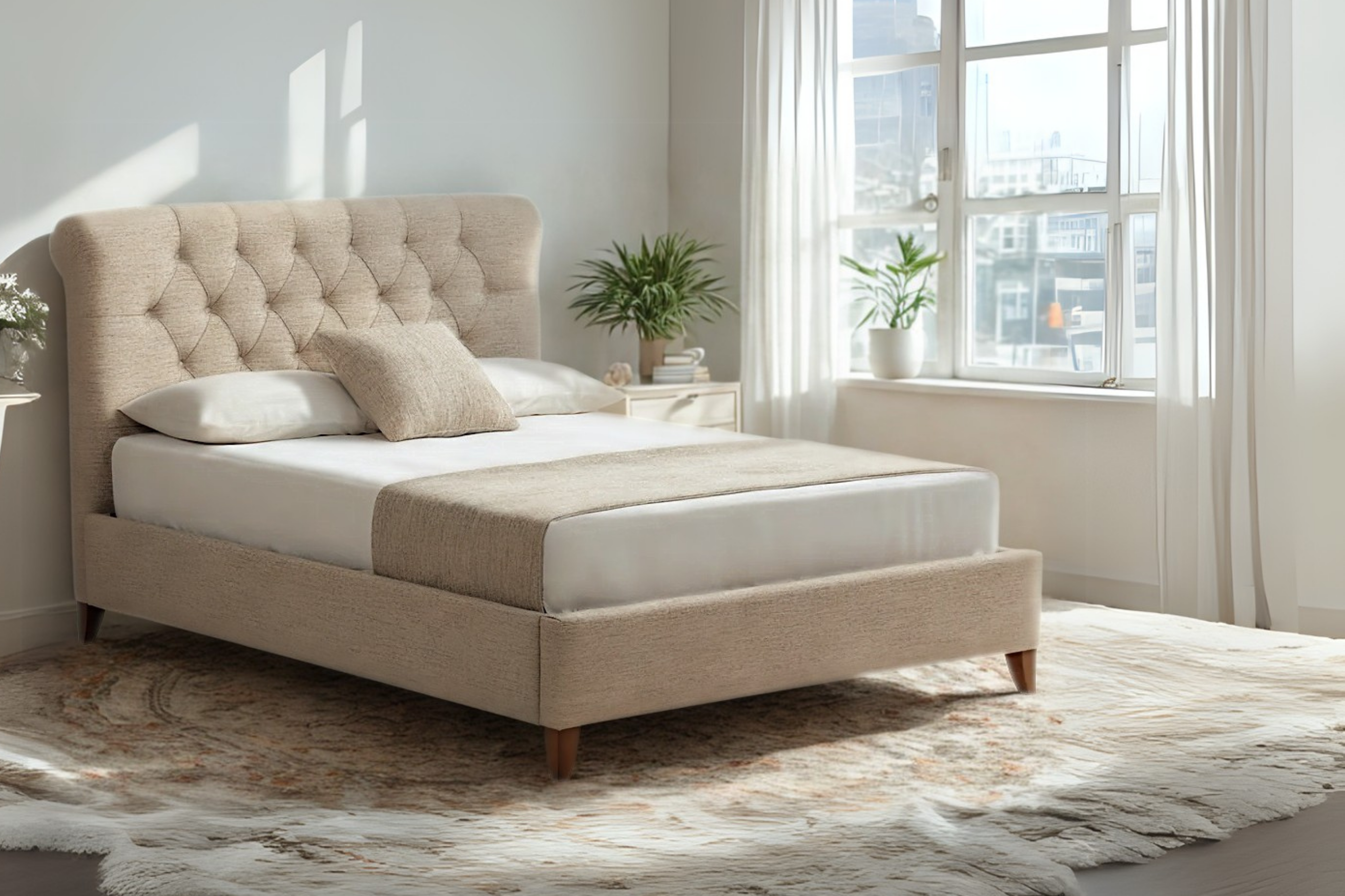 Arthur Fabric Scroll Bed With Low Foot End-zoom-1