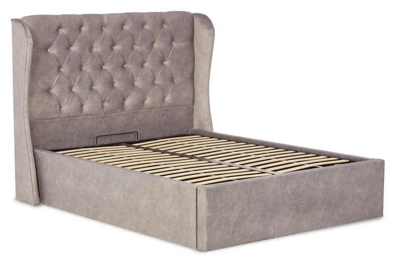 Baker Upholstered Ottoman Bed With Winged Headboard