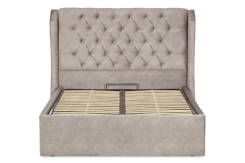 Baker Upholstered Ottoman Bed With Winged Headboard