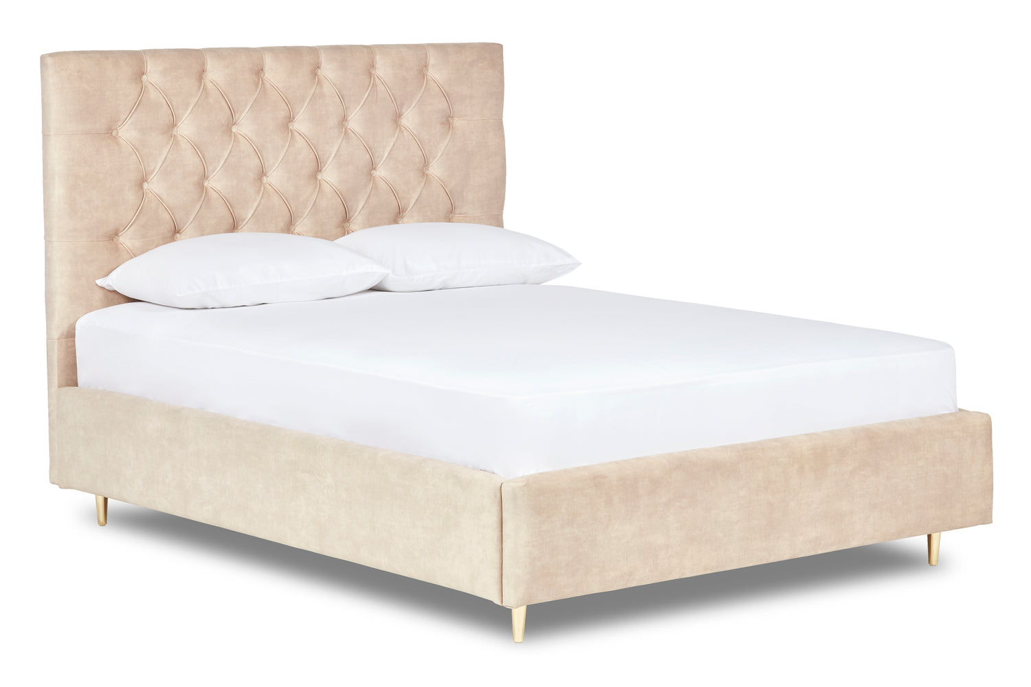 Bassey Upholstered Bed With Modern Chesterfield-Style Headboard