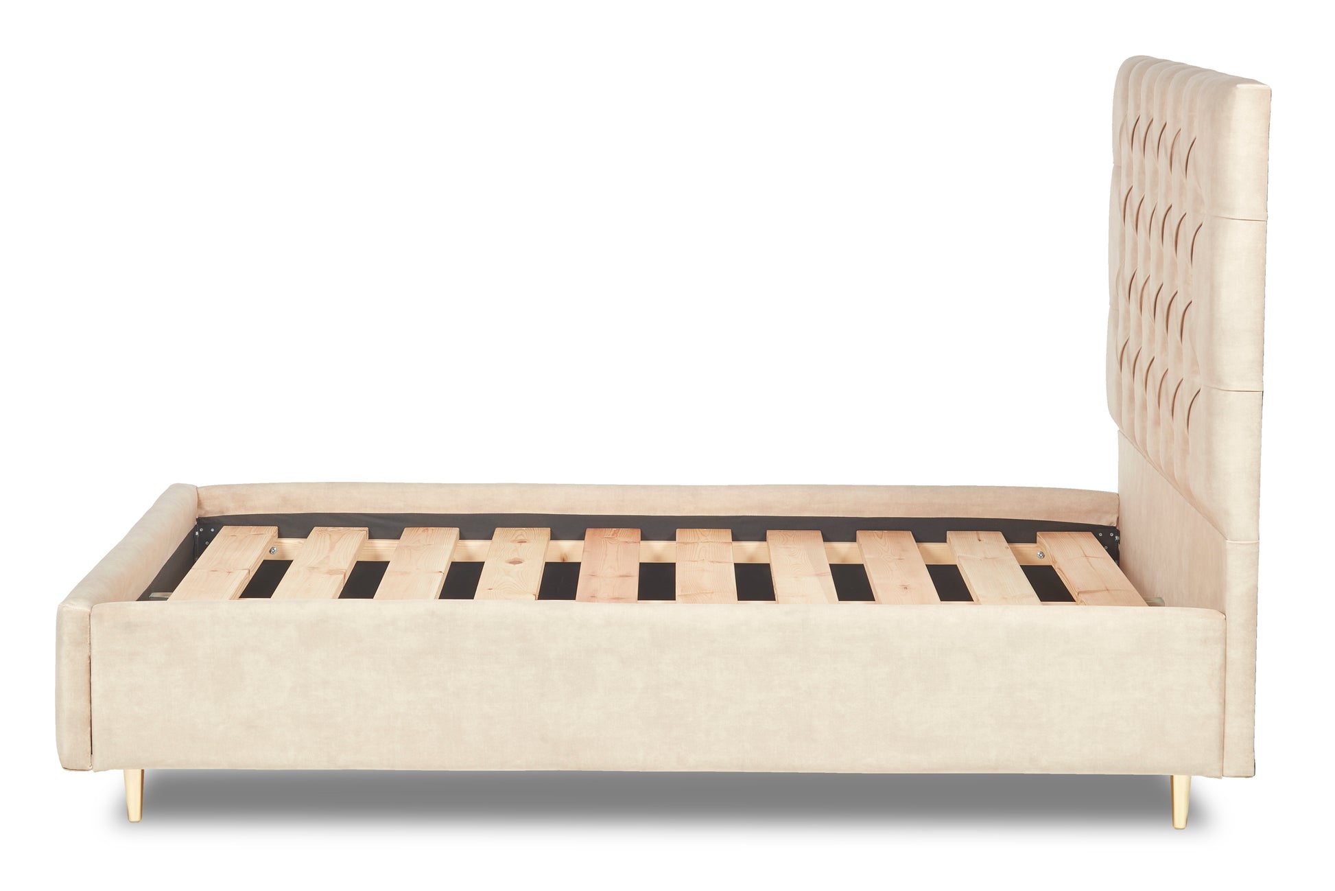 Bassey Upholstered Bed With Modern Chesterfield-Style Headboard-4