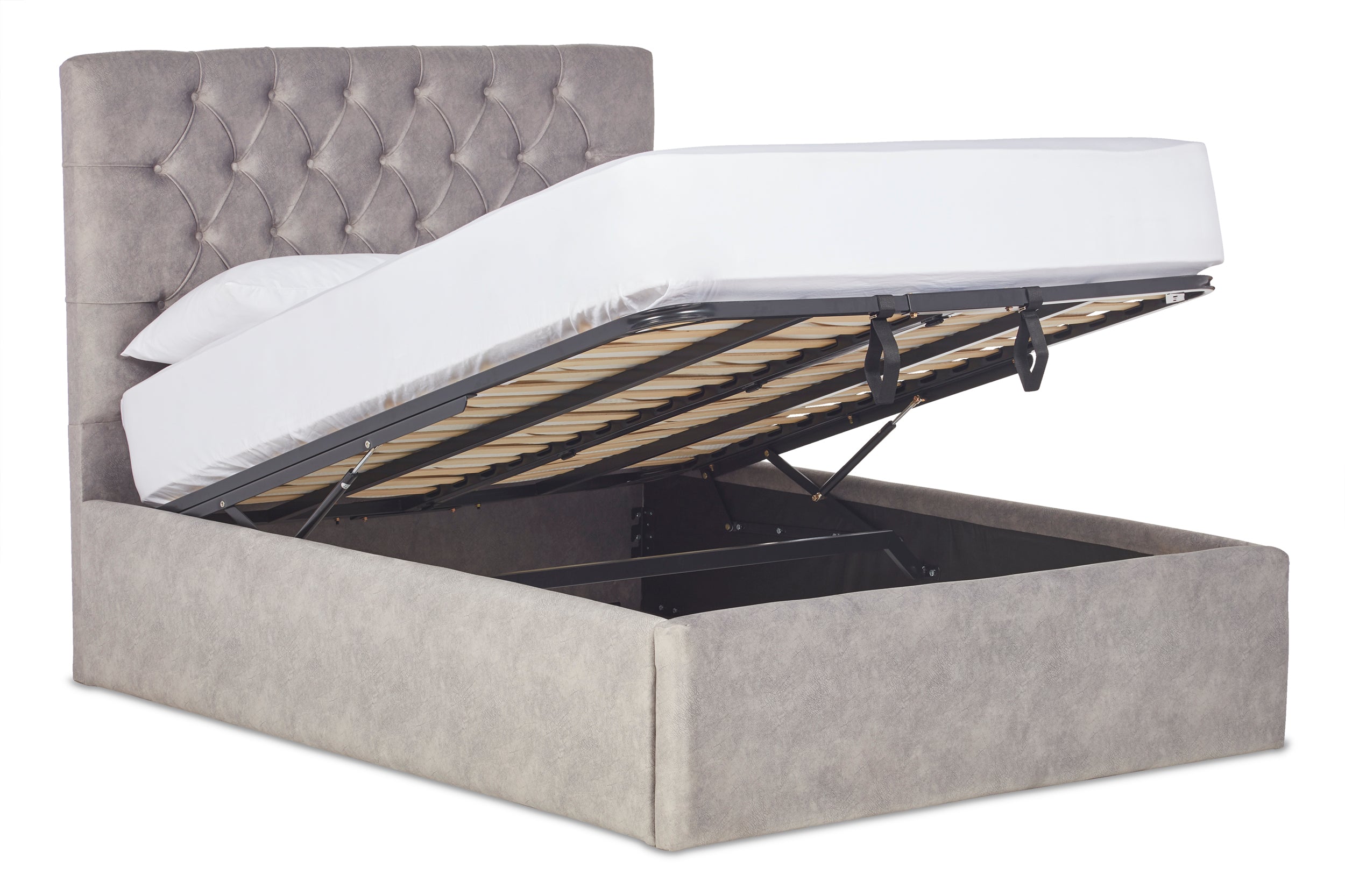 Bassey Upholstered Ottoman Bed With Chesterfield-Style Headboard-zoom-5