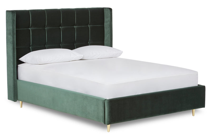 Watson Upholstered Bed With Panelled Winged Headboard