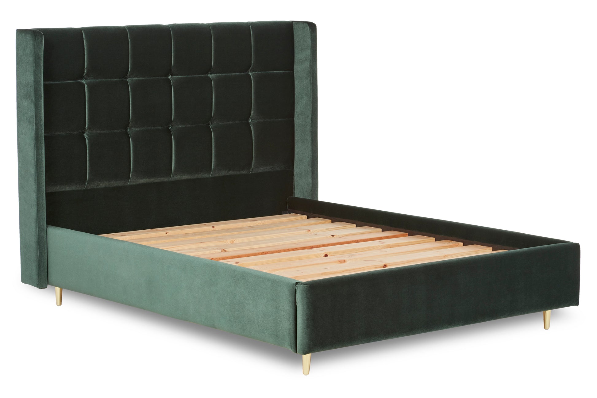 Watson Upholstered Bed With Panelled Winged Headboard-2