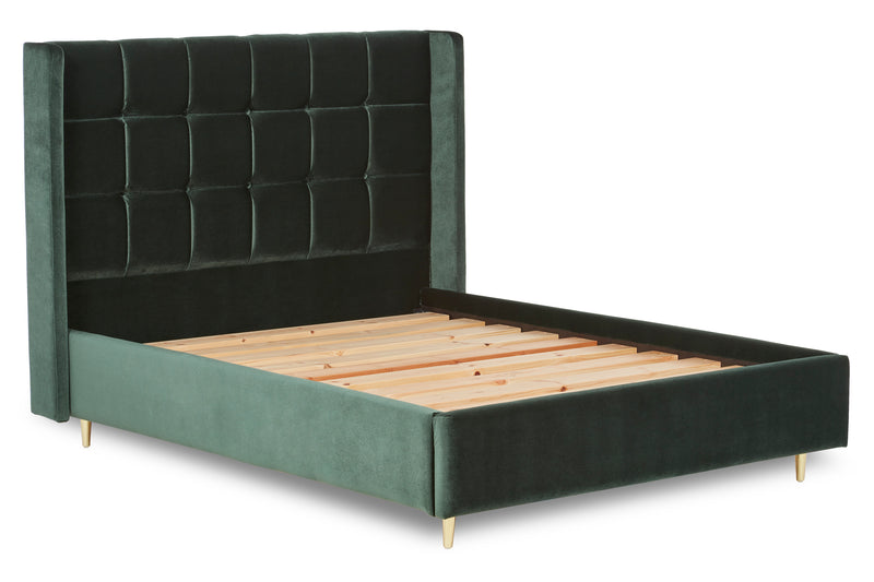 Watson Upholstered Bed With Panelled Winged Headboard