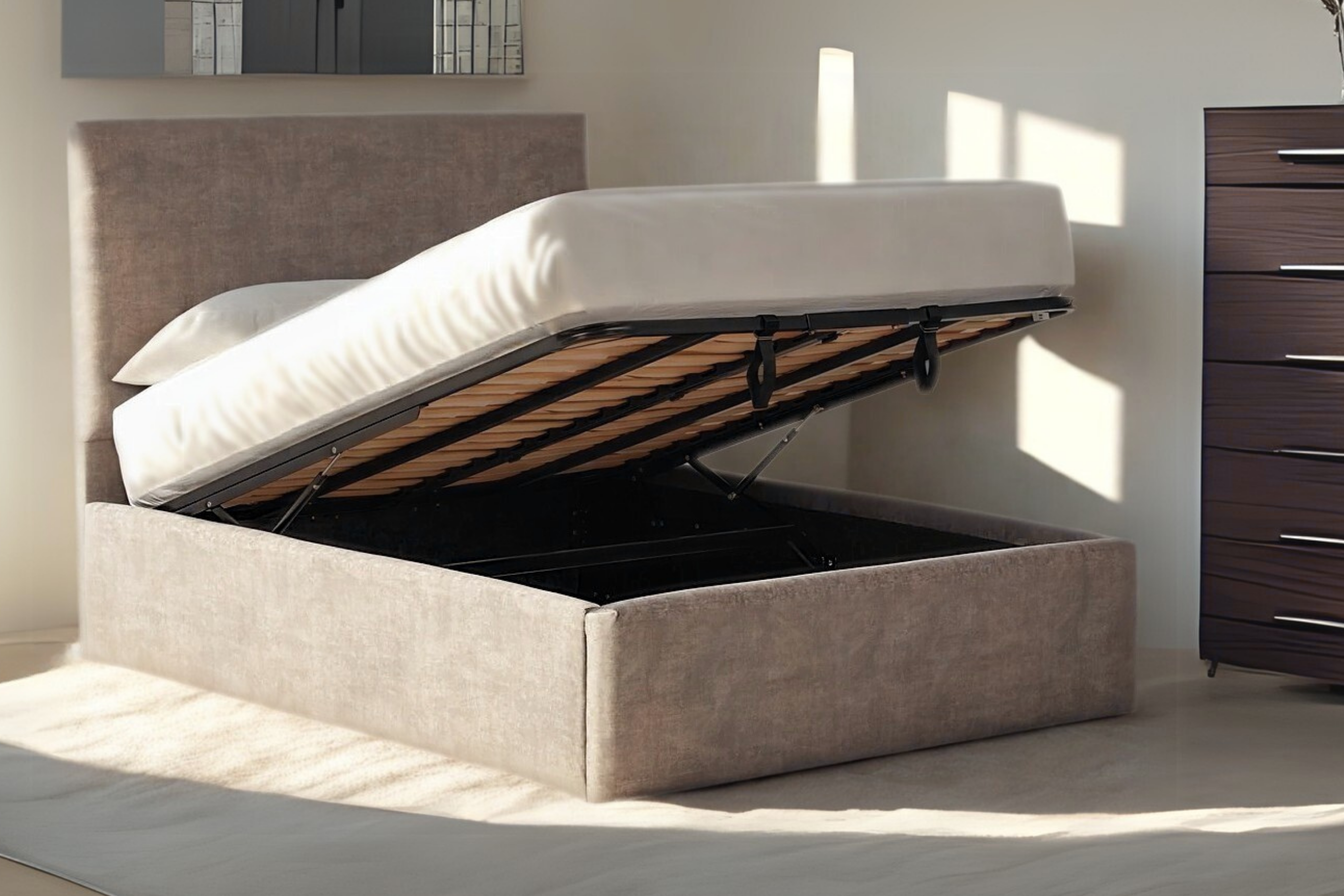 Berry Upholstered Ottoman Bed With Low Foot End-zoom-1