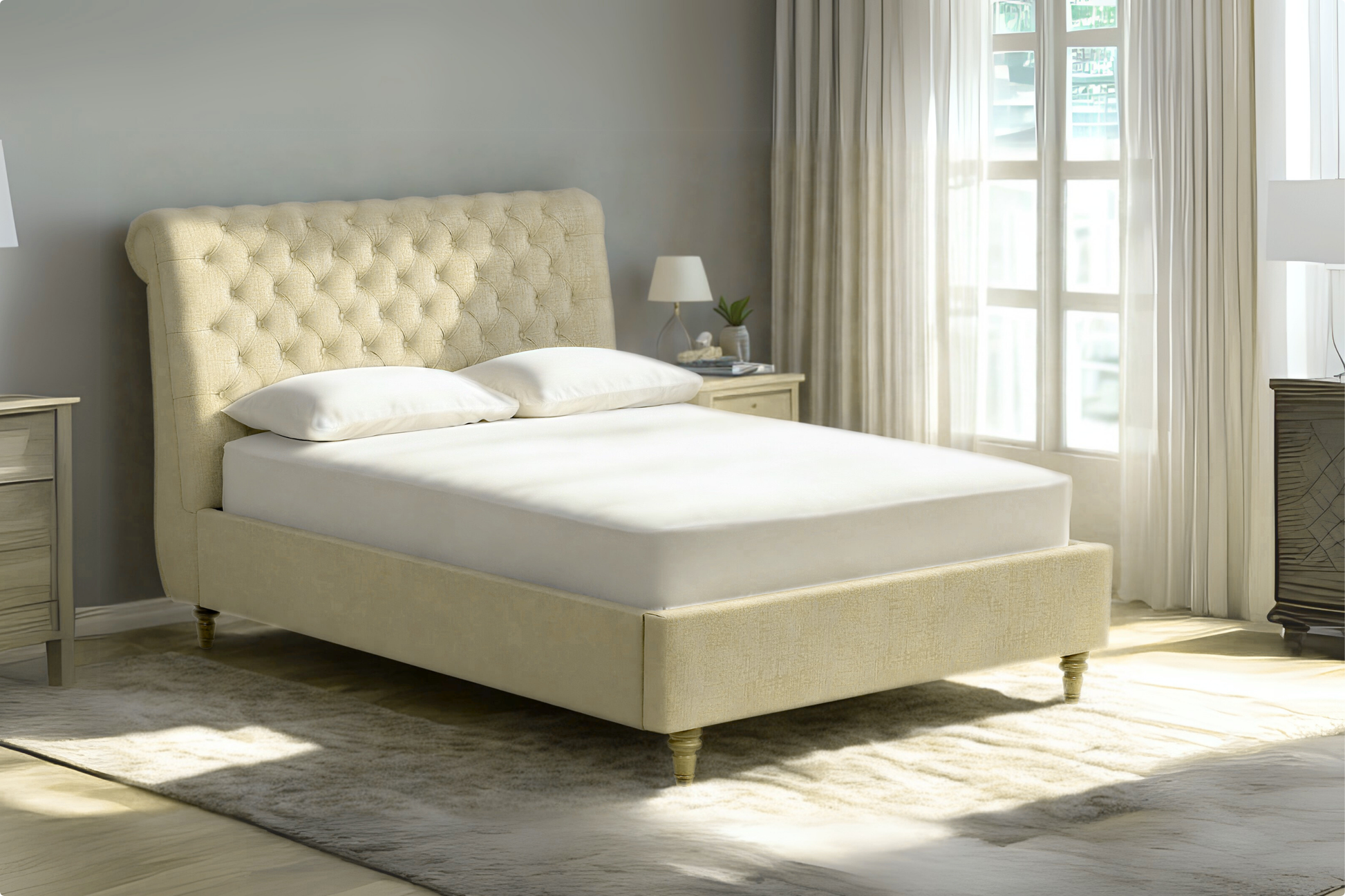 Boudica Upholstered Bed With Low Foot End-1