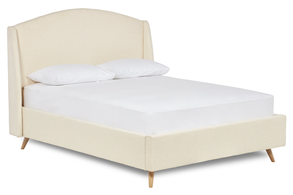 Bronte Modern upholstered bed with curved headboard