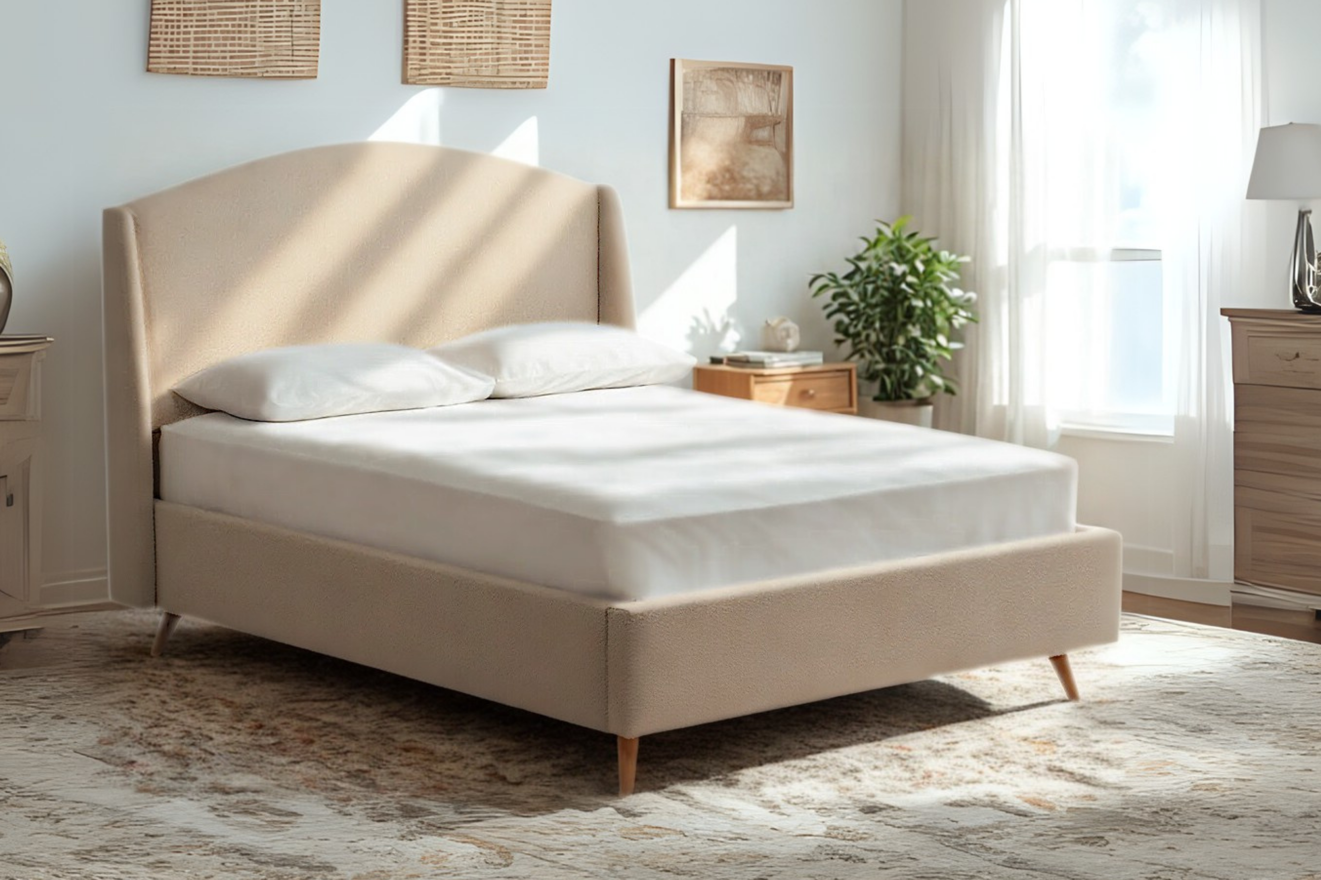 Bronte Modern Upholstered Bed With Curved Headboard-zoom-1