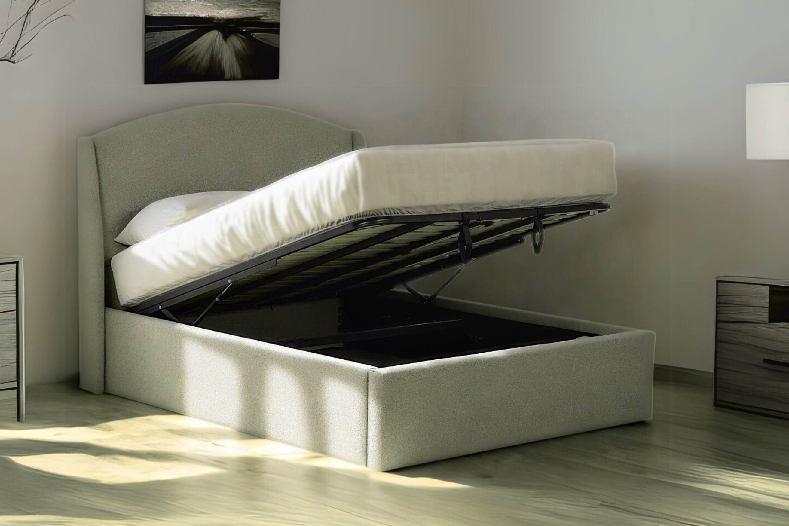 Bronte Modern Upholstered Ottoman With Curved Headboard-zoom-1