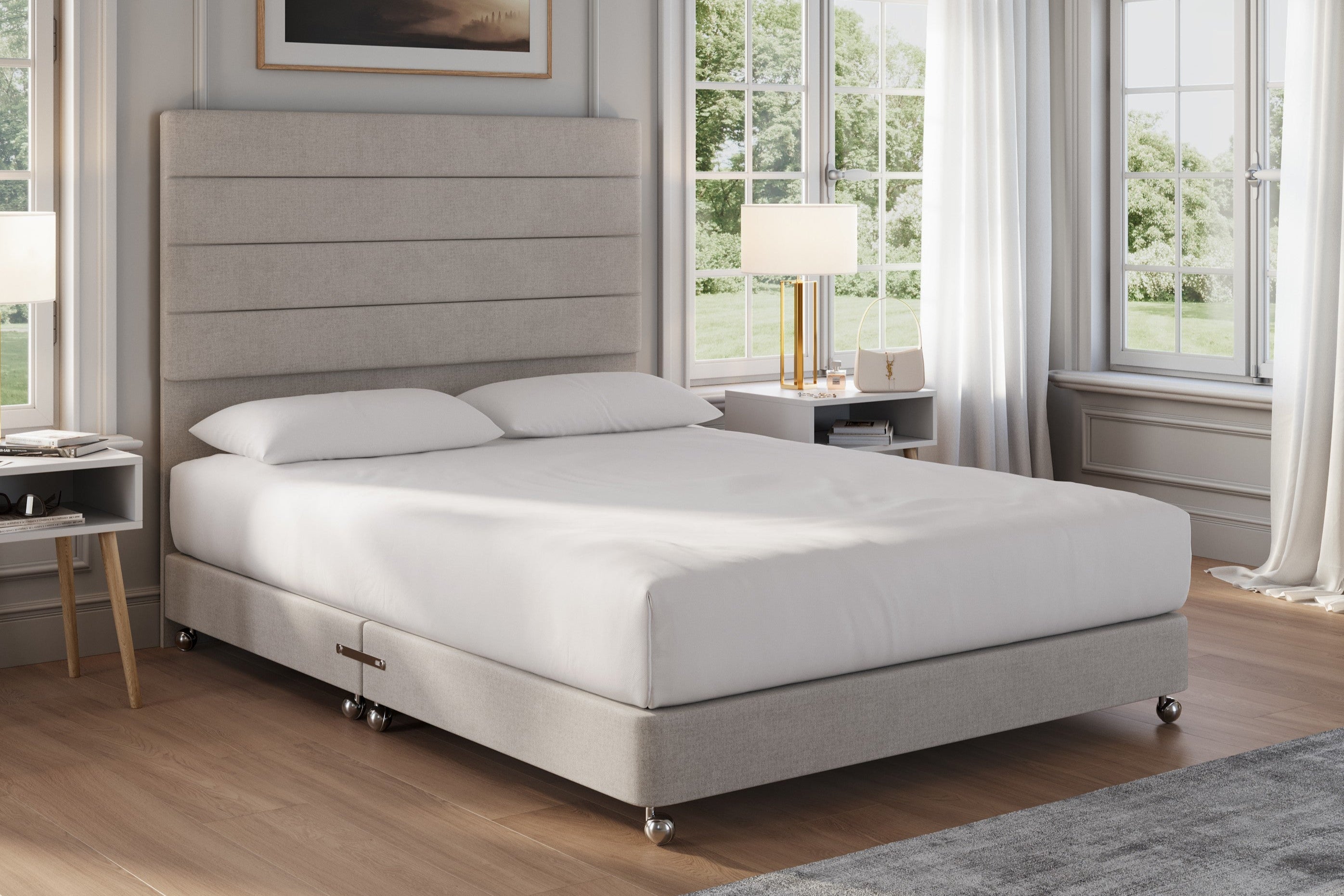 Catherine Upholstered Low Divan Base With Shepard Castors, Total Height 21Cm