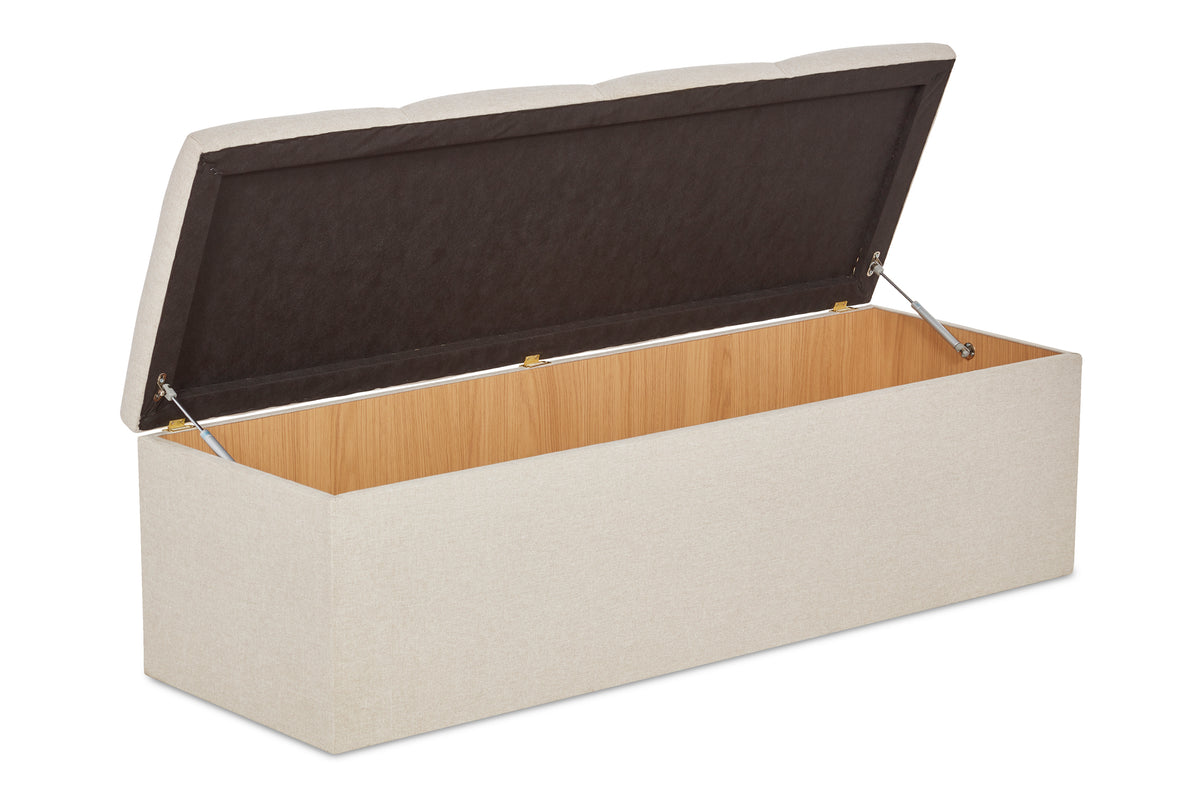 Chaplin Upholstered ottoman blanket box with fluting