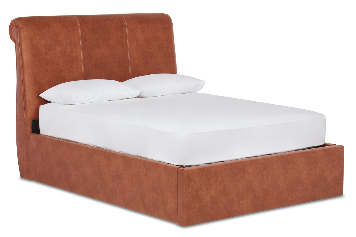 Merlin Upholstered ottoman bed with low foot end