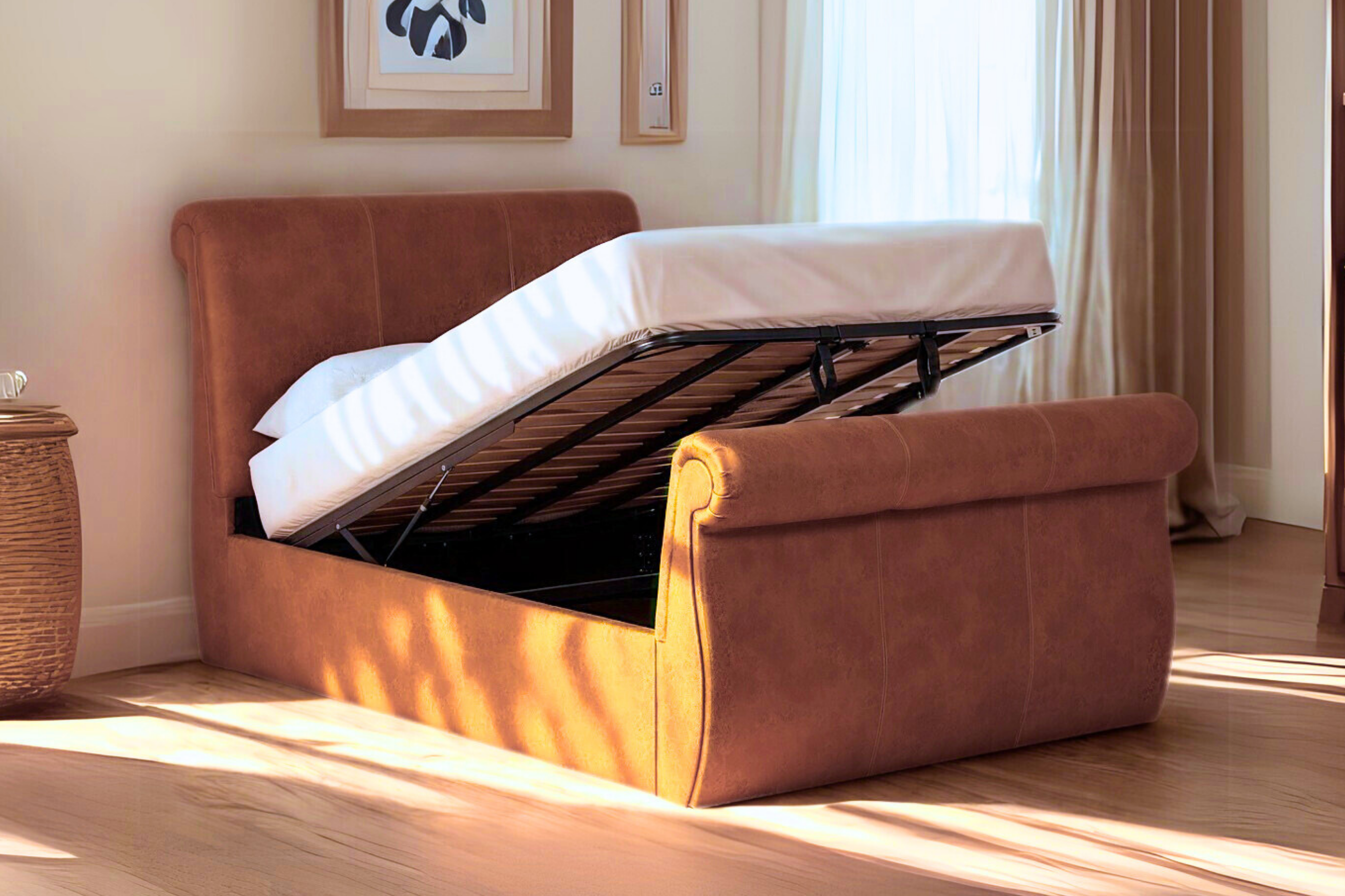 Chaucer Upholstered Ottoman Bed With Headboard And Footboard