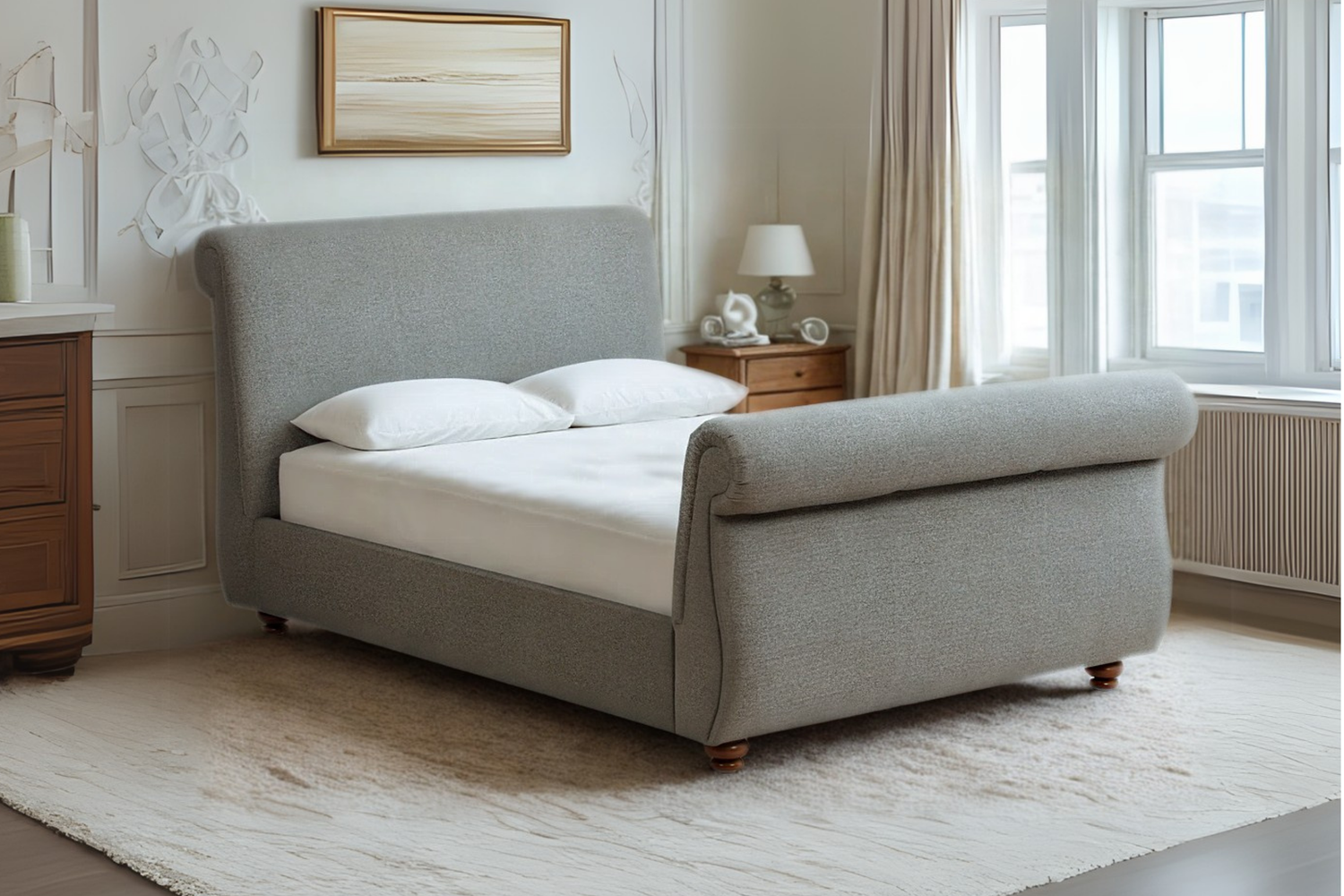 Chaucer Upholstered Scroll Bed With Headboard And Footboard