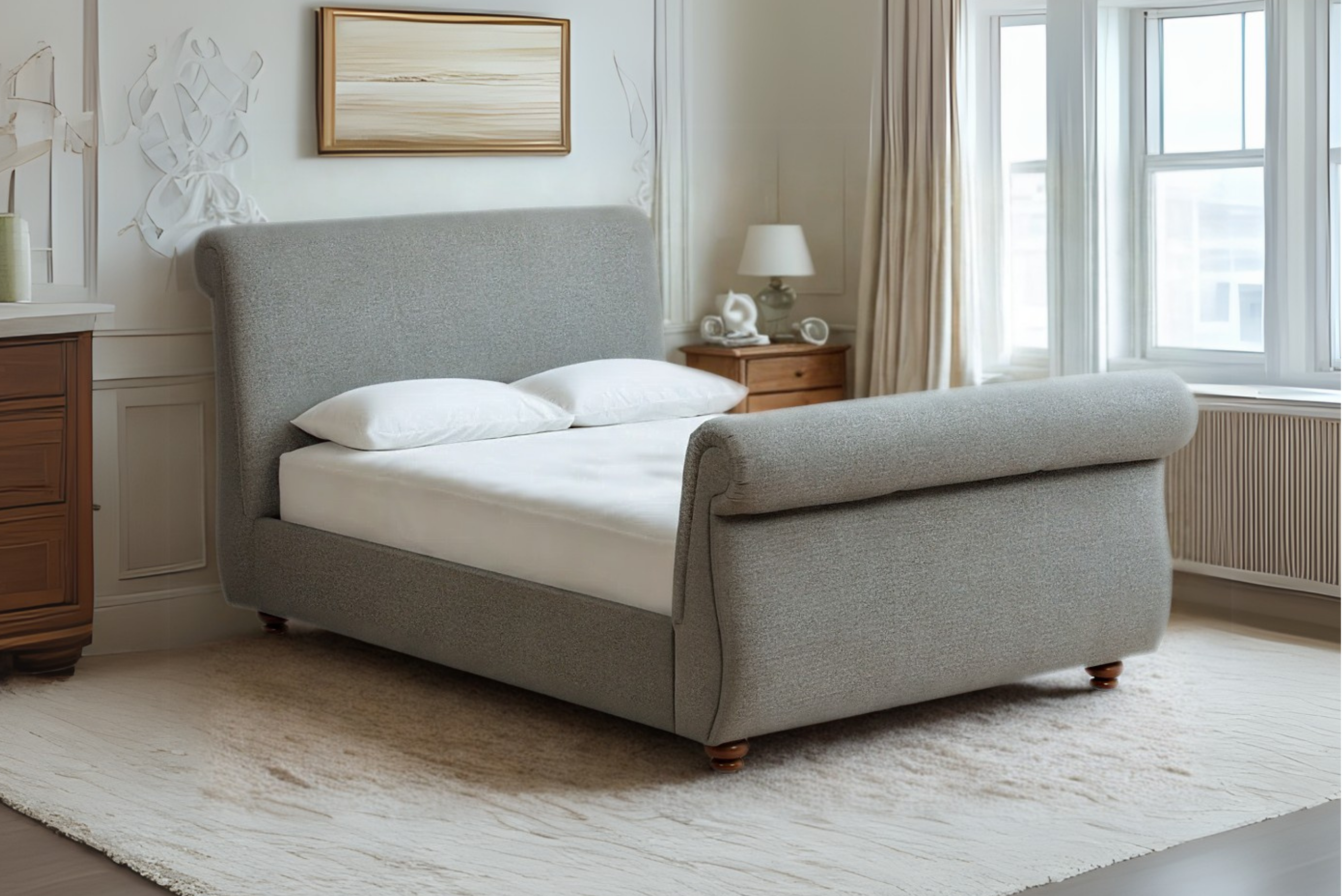 Chaucer Upholstered Scroll Bed With Headboard And Footboard-zoom-1