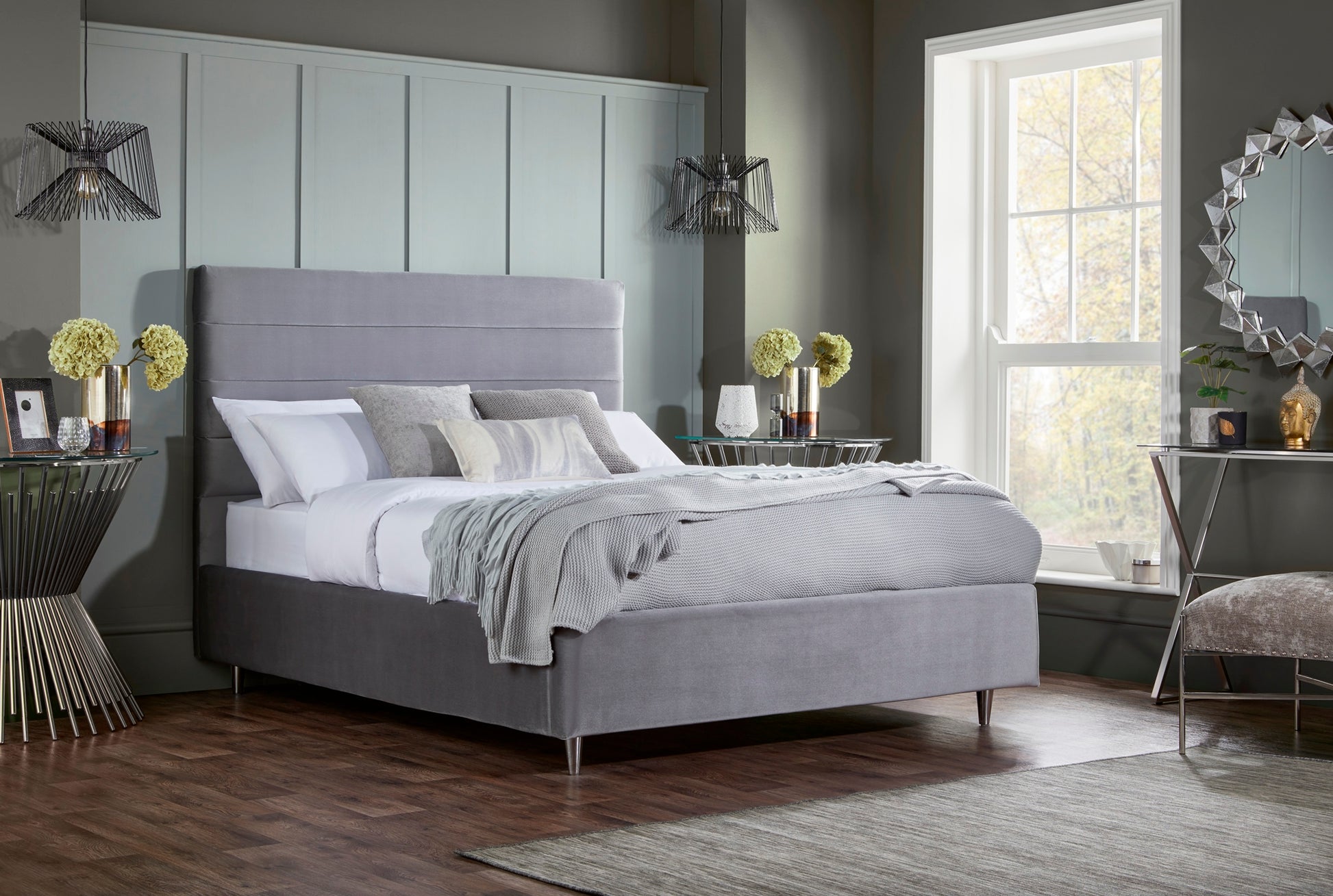Nightingale Upholstered Bed With Fluted Headboard-1