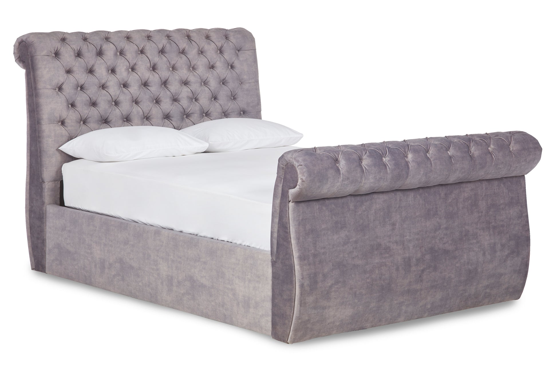 Guinevere Upholstered Ottoman Bed With Sleigh Headboard And Footboard-3