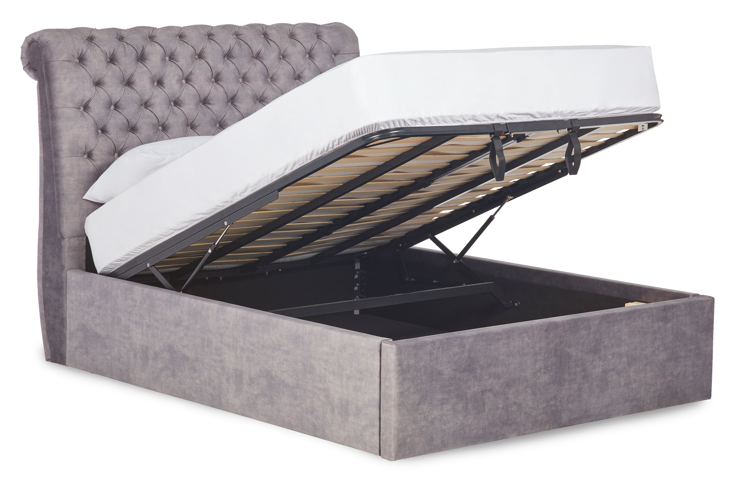 Boudica Upholstered Ottoman Bed With Roll Top Headboard-zoom-4