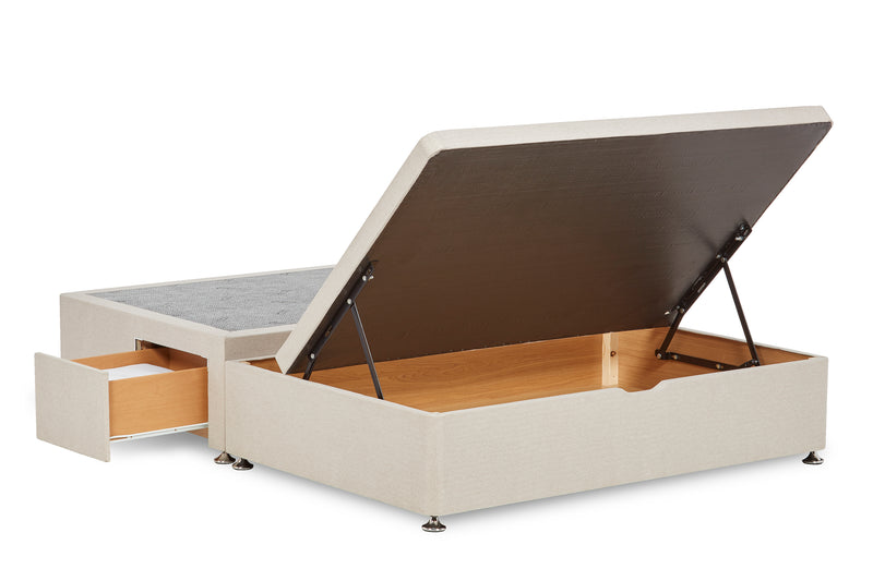 Eleanor Storage Ottoman Bed Base – Half-End Lift With 2 Small Drawers