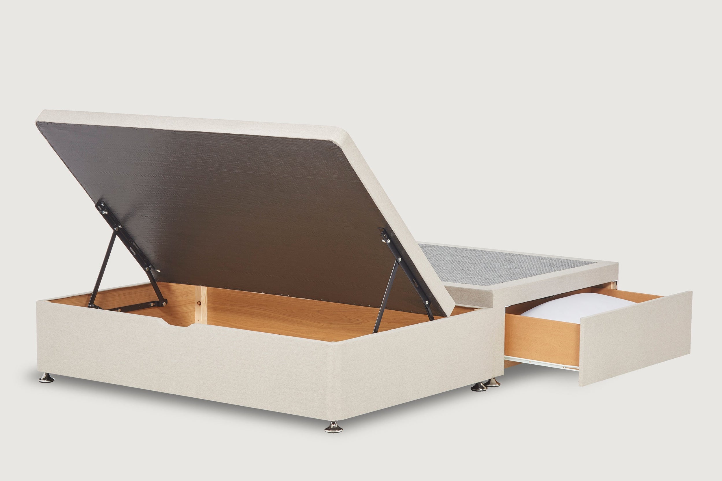 Eleanor Storage Ottoman Bed Base – Half-End Lift With 2 Large Drawers