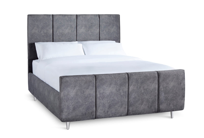 Chaplin Upholstered Bed With Fluted Headboard And High Footboard