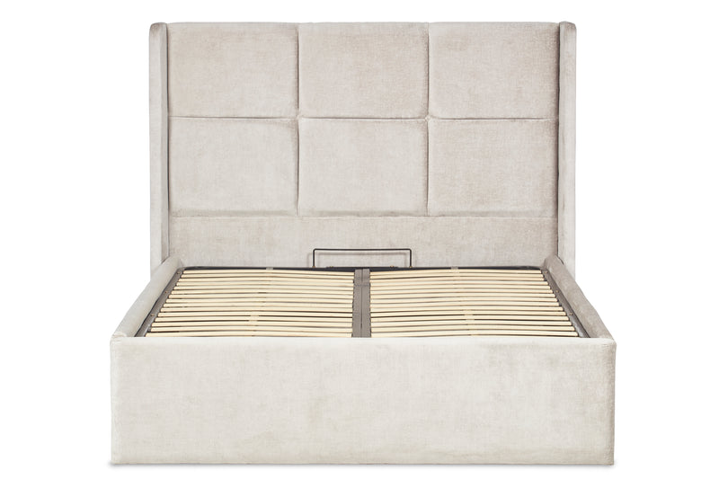 Hockney Upholstered Ottoman Bed With Winged Headboard