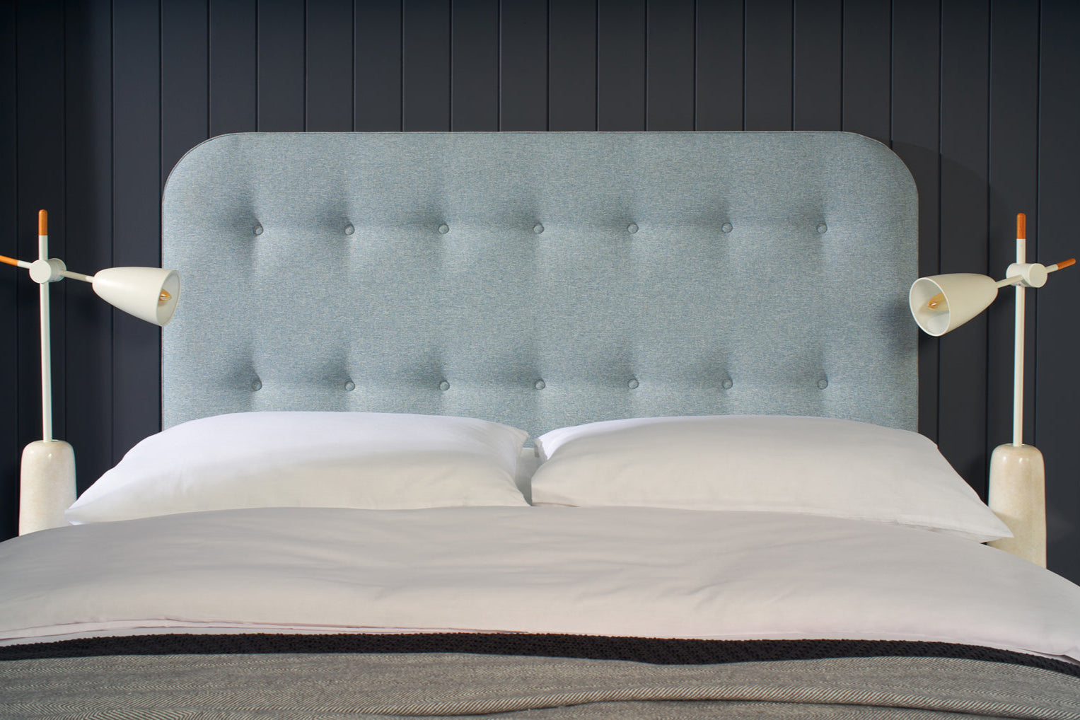 Shakespeare Contemporary Button-Backed Upholstered Mounted Strutted Headboard-1