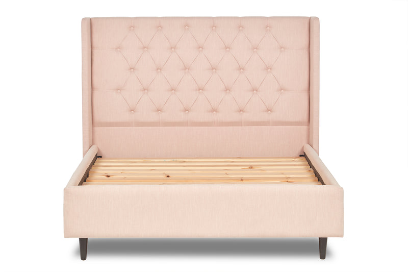 Jones Upholstered Bed With Chesterfield-Style Winged Headboard