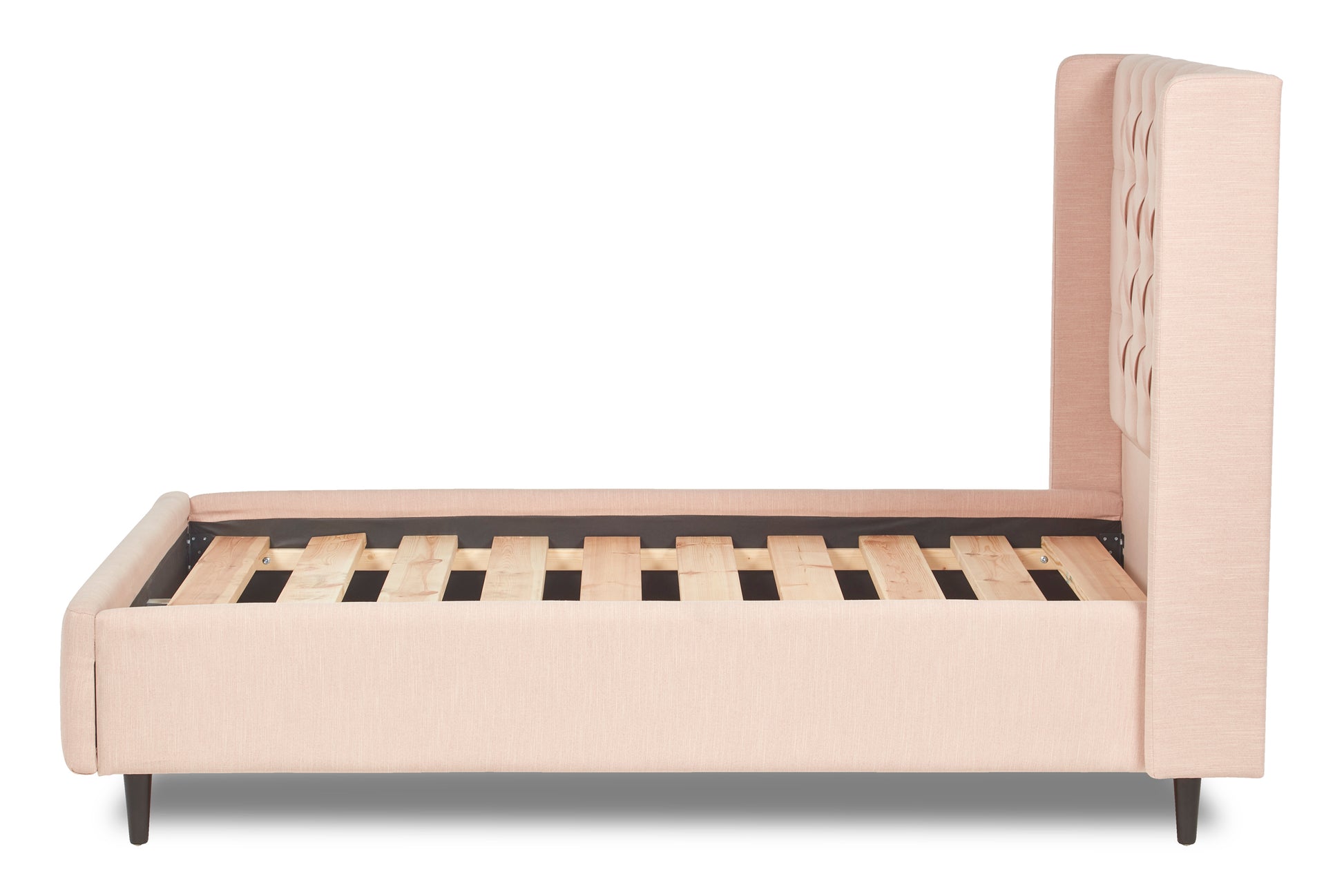 Jones Upholstered Bed With Chesterfield-Style Winged Headboard-4