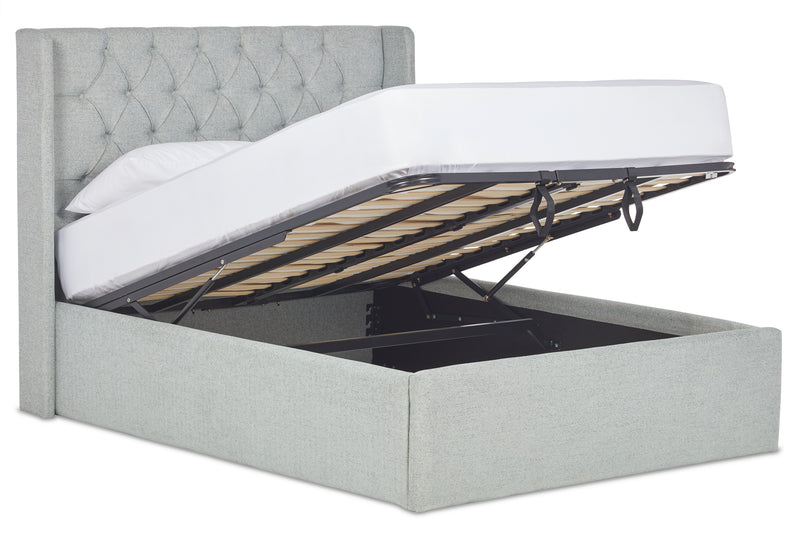 Jones Upholstered Ottoman Bed With Winged Headboard