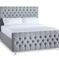 Lennon Upholstered Bed With Chesterfield Headboard And High Footboard