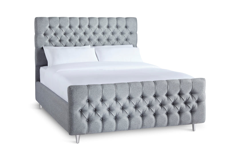 Lennon Upholstered Bed With Chesterfield Headboard And High Footboard