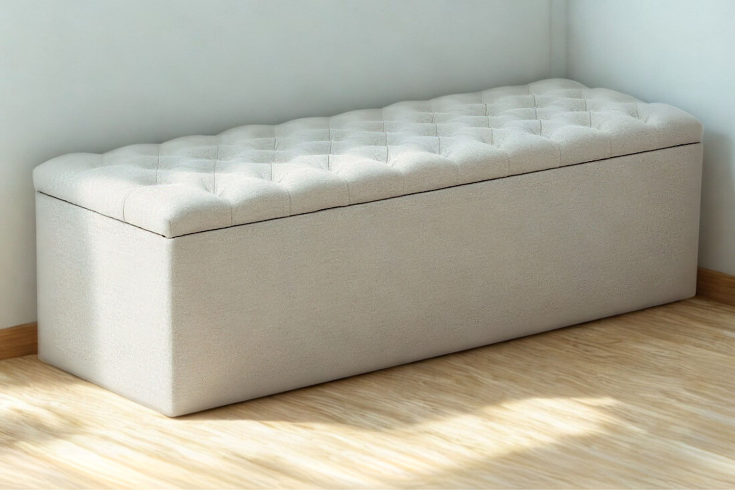 Lennon Upholstered Ottoman Blanket Box With Chesterfield Style