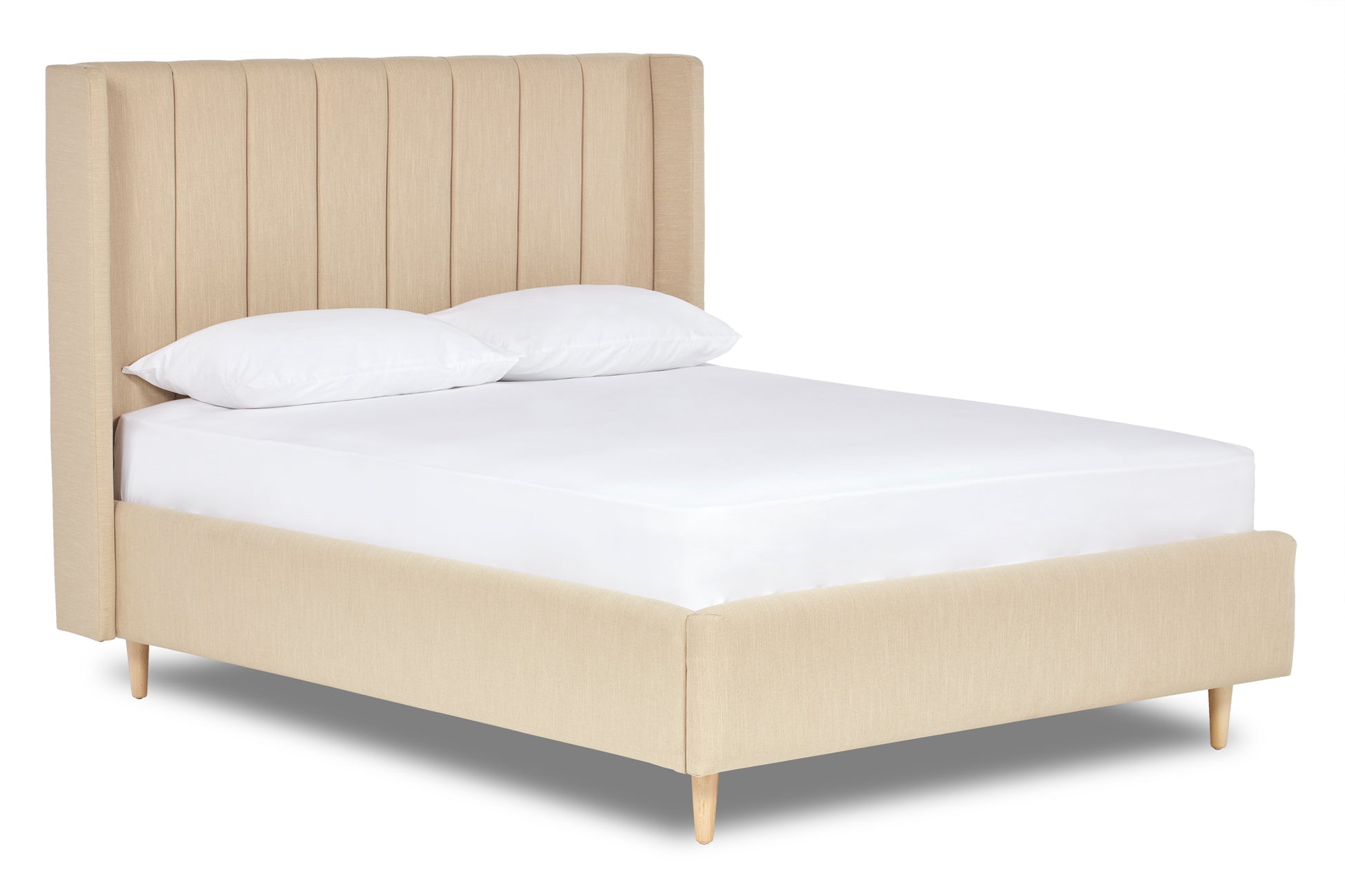 Lumley Modern Upholstered Bed With Winged Headboard And Legs-6