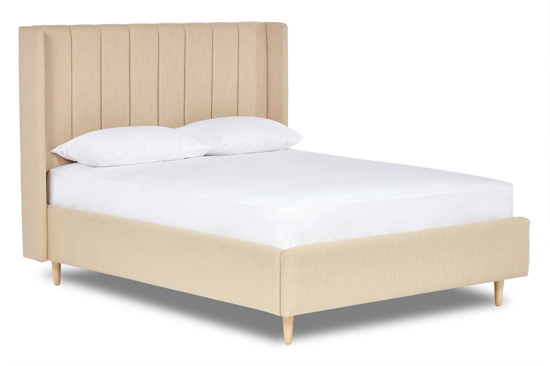 Lumley Modern Upholstered Bed With Winged Headboard And Legs