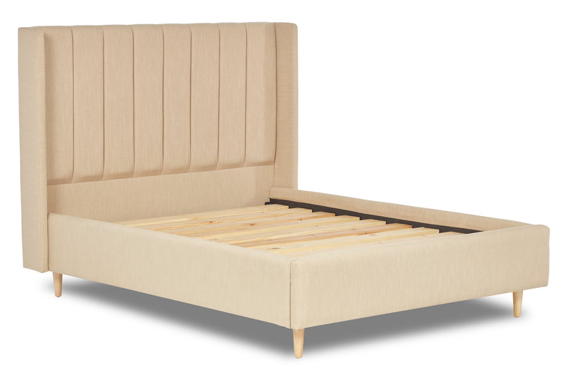 Lumley Modern Upholstered Bed With Winged Headboard And Legs