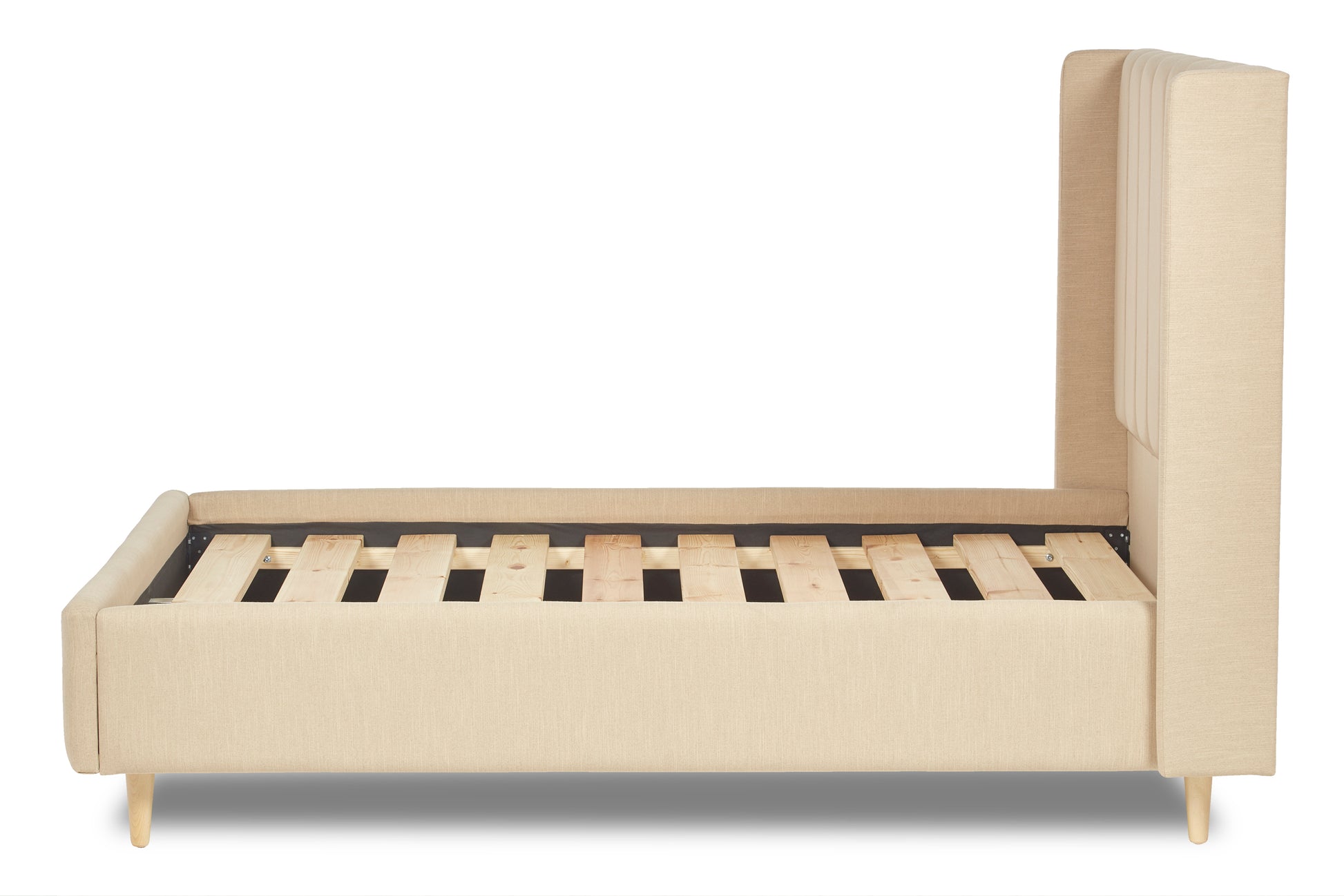 Lumley Modern Upholstered Bed With Winged Headboard And Legs-4