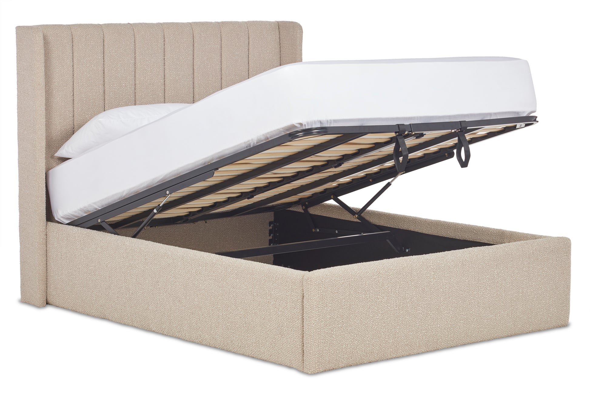 Lumley Modern Upholstered Ottoman Bed With Winged Headboard-6