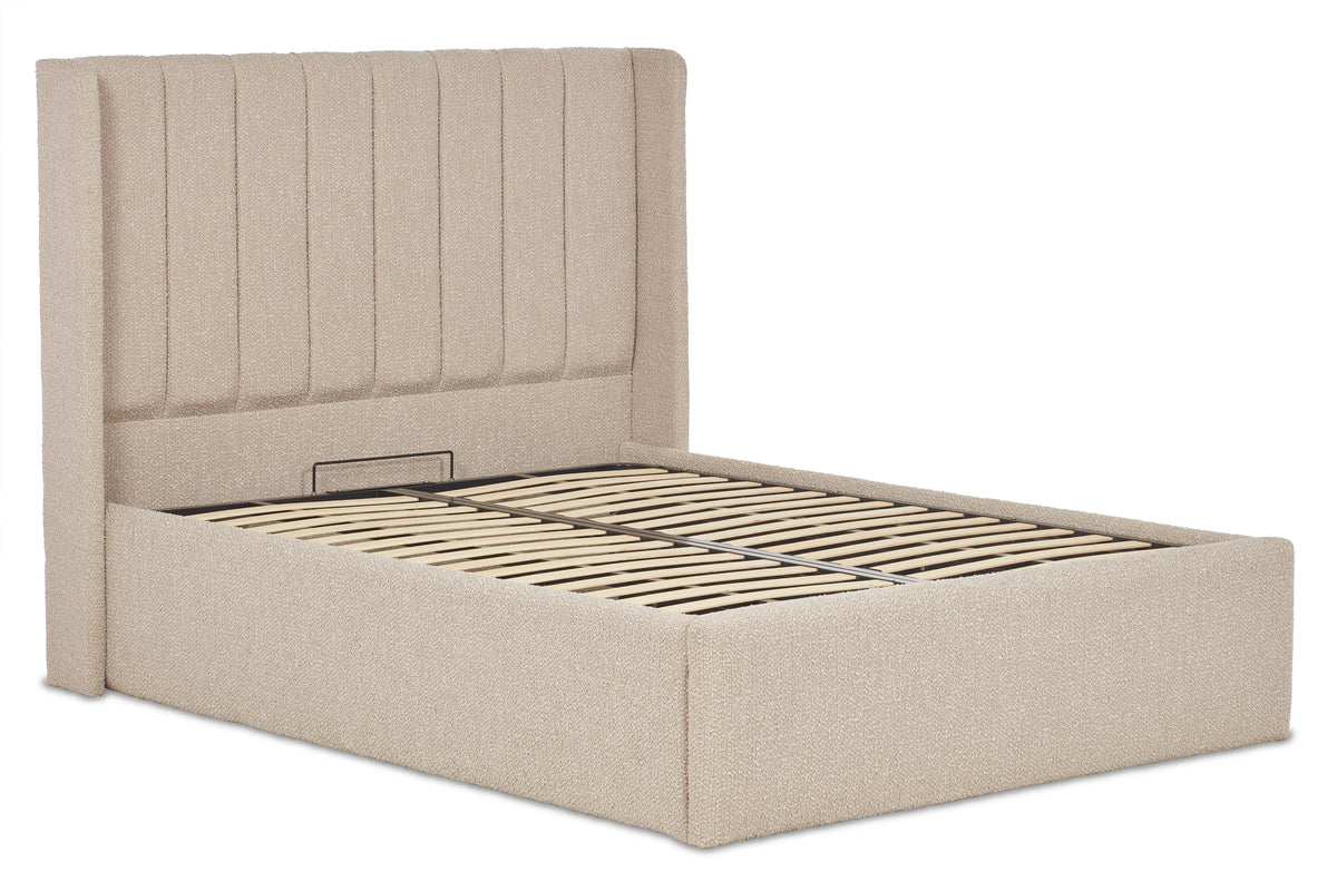 Lumley Modern upholstered ottoman bed with winged headboard