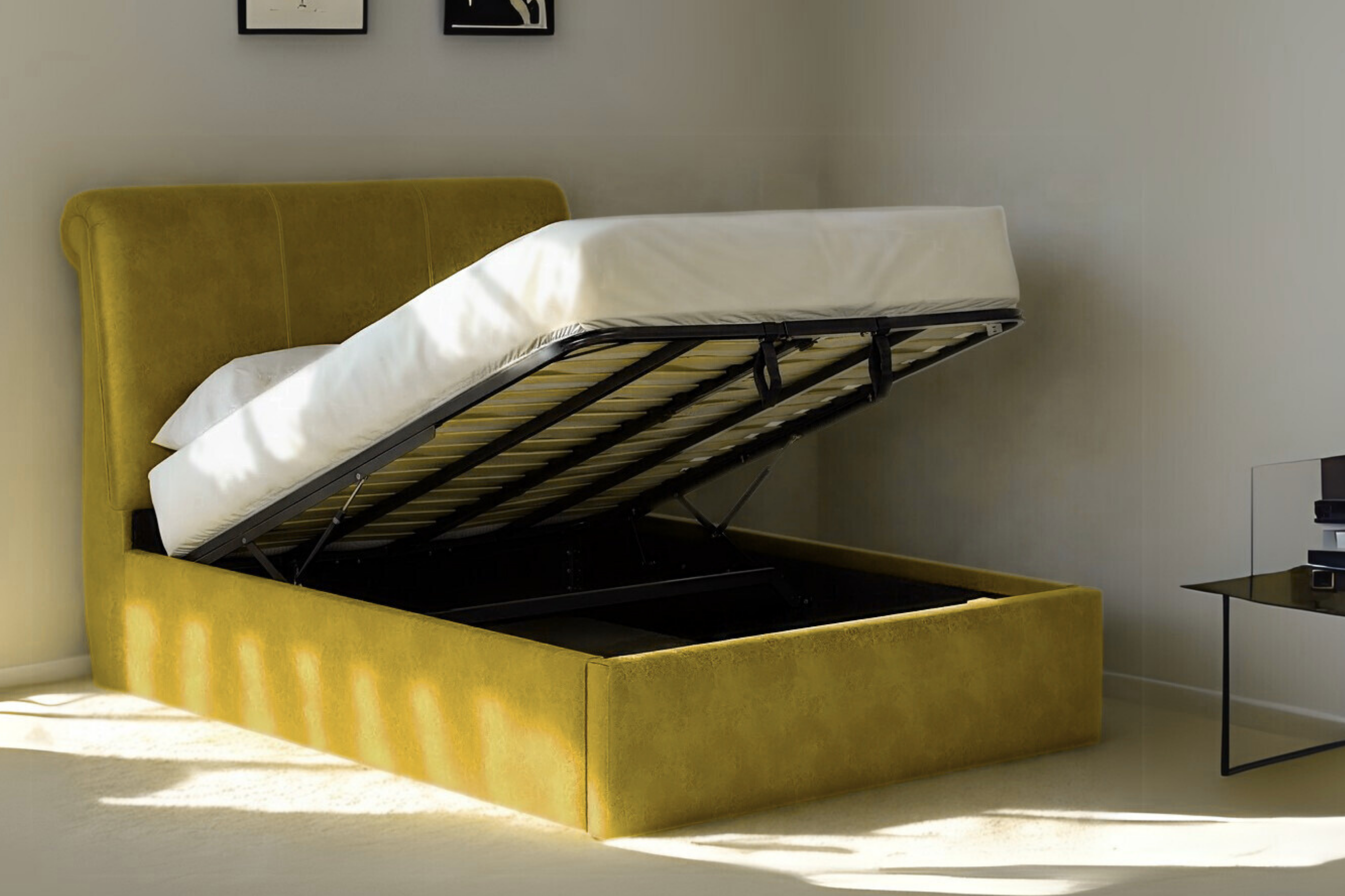Merlin Upholstered Ottoman Bed With Low Foot End-zoom-1
