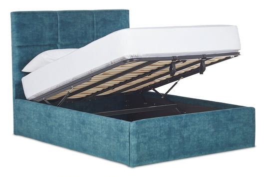 Mirren Upholstered ottoman bed with Geometric Headboard