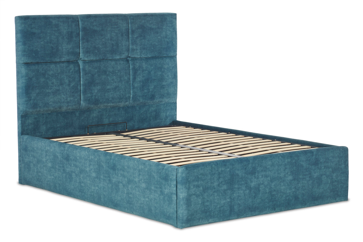Mirren Upholstered ottoman bed with Geometric Headboard