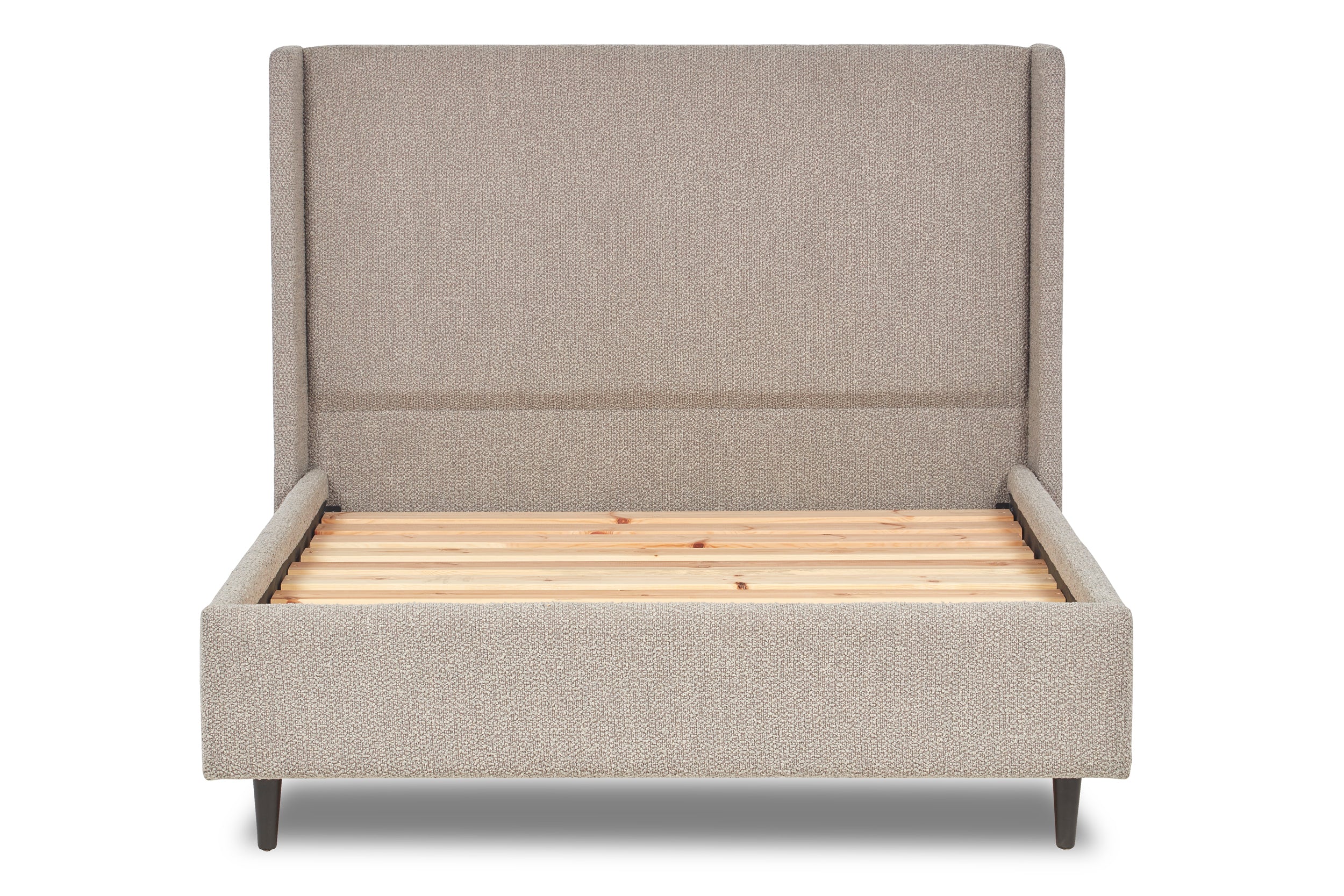 Nina Upholstered Bed With Winged Headboard And Legs
