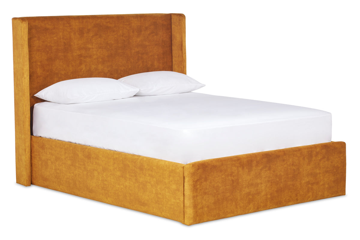 Nina Upholstered ottoman bed with winged headboard