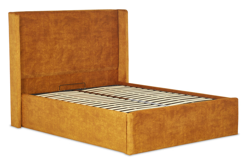 Nina Upholstered Ottoman Bed With Winged Headboard