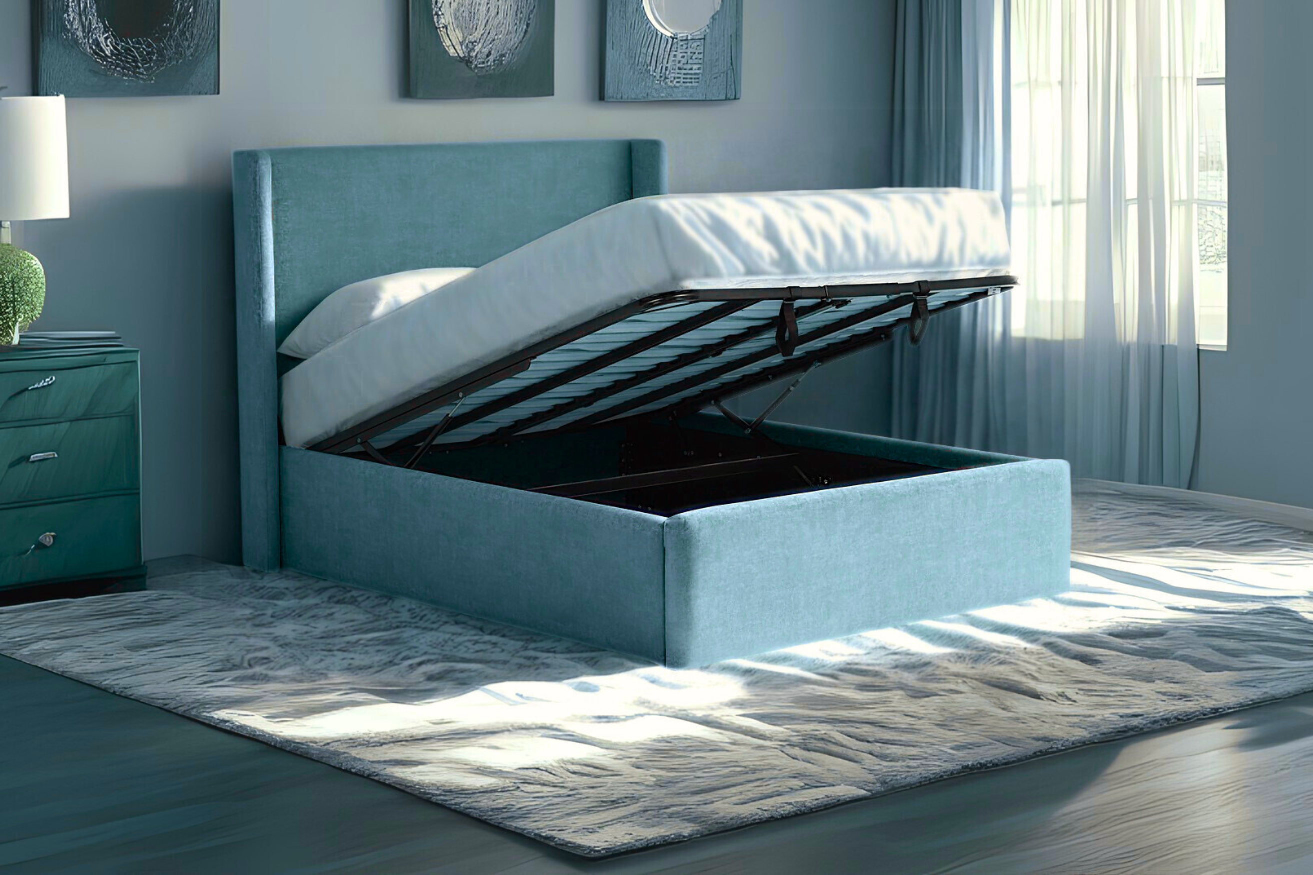 Nina Upholstered Ottoman Bed With Winged Headboard-zoom-1